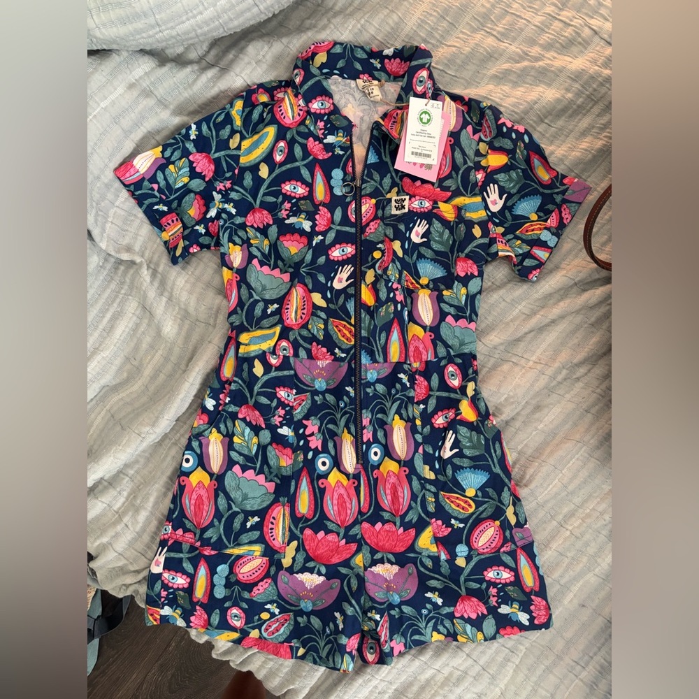 Lucy & Yak Colorful funky Floral Jumpsuit